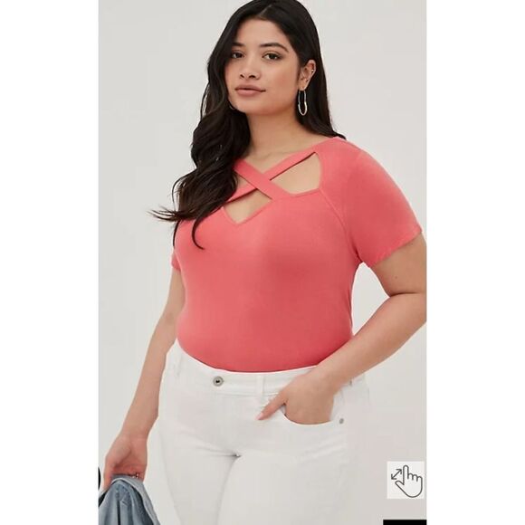 Torrid Corral  Super Soft Strappy Cut Out Tee (Sz 1) - Picture 1 of 6